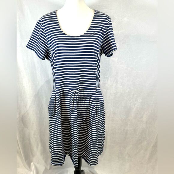 Levi’s Y2K vintage navy & white stripe pleated skirt dress with pockets size XL - Picture 1 of 6